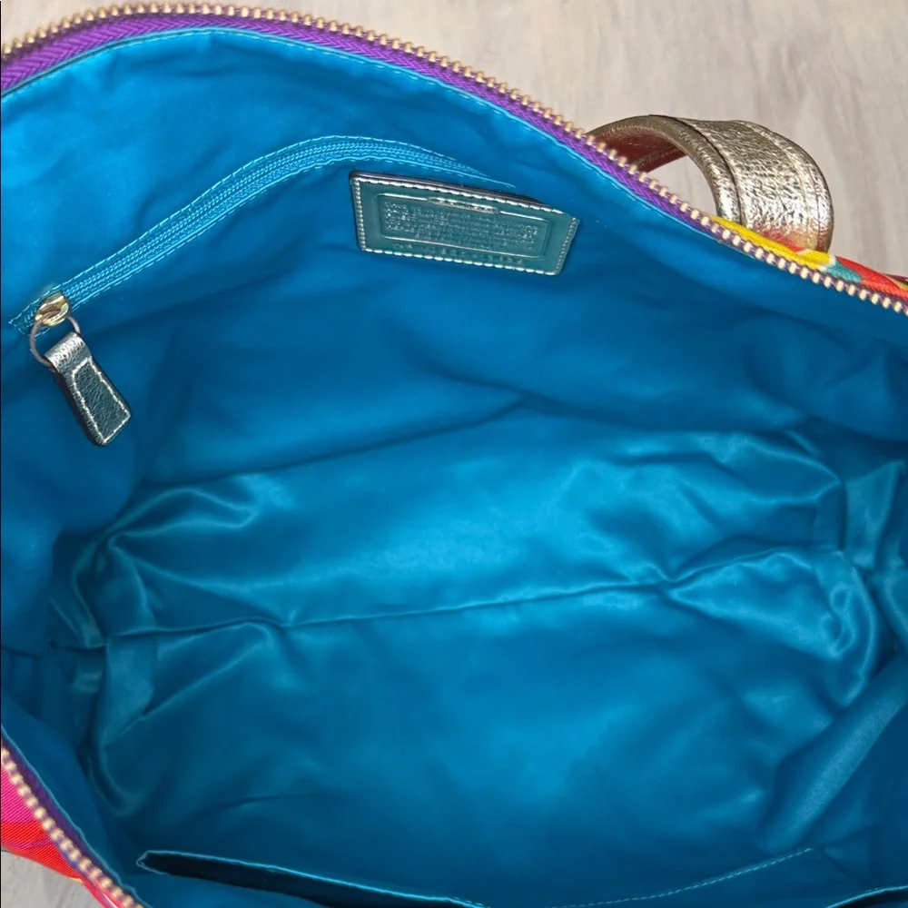 Coach Poppy Graffiti Glam C Multicolor Tote with Gold Handles EUC